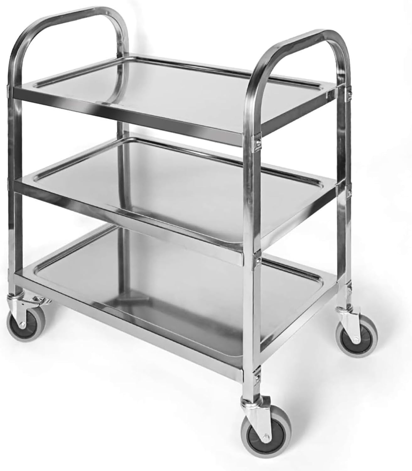Nisorpa 3 Tier Kitchen Rolling Cart, Stainless Steel, L30 x W16 x H33 Inch