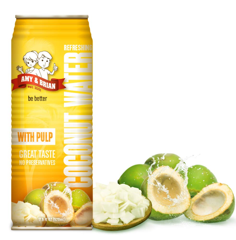 Amy & Brian Non-GMO Coconut Water, Original, 17.5 Fl Oz (Pack of 12)