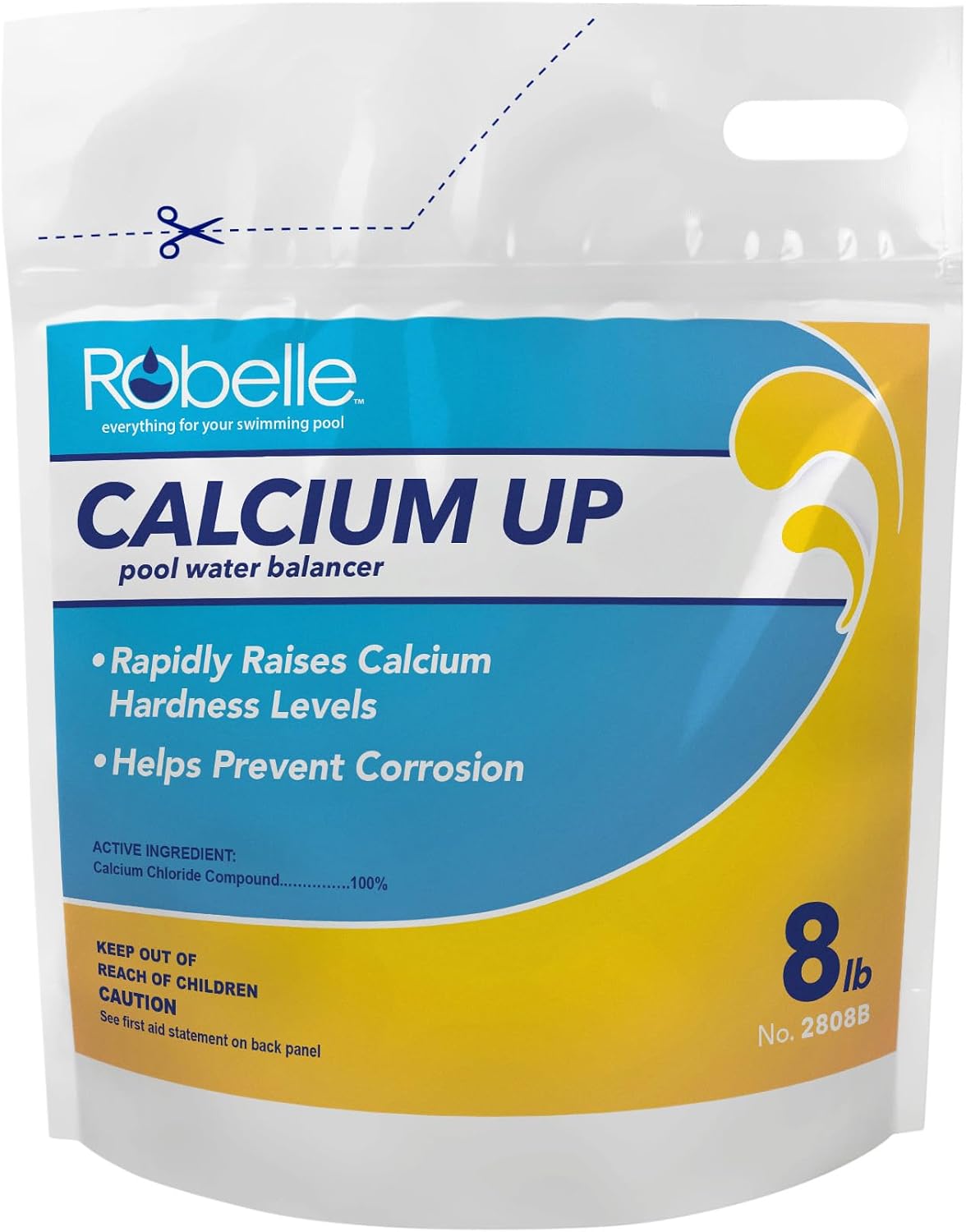 Robelle 8-Pounds Premium Pool Calcium Up | Pool Calcium Hardness Increaser, 100% Calcium Chloride, 8 ounces raises calcium hardness level 10 ppm per 5,000 gallons