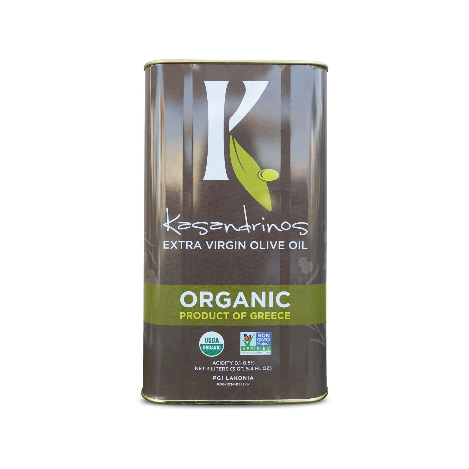 Kasandrinos Organic Olive Oil Extra Virgin, Polyphenol Rich Greek Olive Oil, 100% Organic First Cold Pressed, Mild + Delicate Flavor, Verified by Non GMO, 500 ml / 16.9 oz