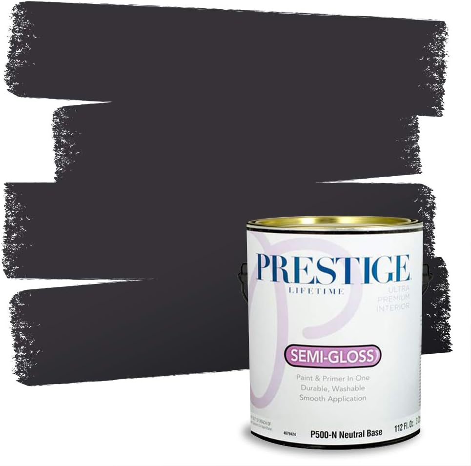 PRESTIGE Paints Exterior Paint and Primer In One, 1-Gallon, Satin, Comparable Match of Sherwin Williams* Black Magic*