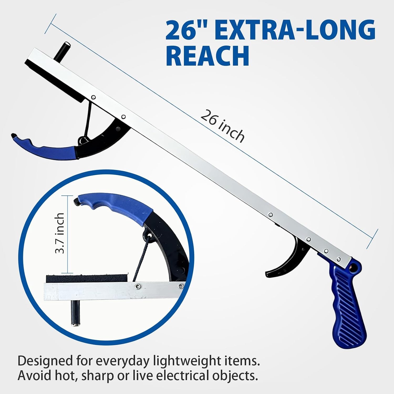 Blue Jay 26" Reacher Grabber Tool for Seniors - Lightweight Trash Picker Upper & Pick Up Stick with Magnetic Tip - Long Reach Mobility Aid for Wheelchair & Surgery Recovery
