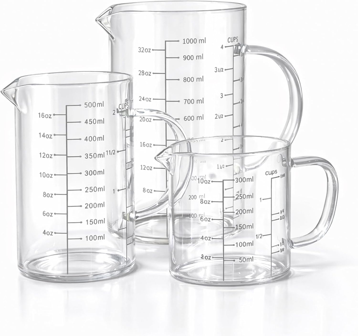2 Cup Glass Measuring Cup, [Insulated handle, V-Shaped Spout], High Borosilicate Glass Measuring Cup for Kitchen or Restaurant, Easy To Read, 500 ML (0.5 Liter, 2 Cup)