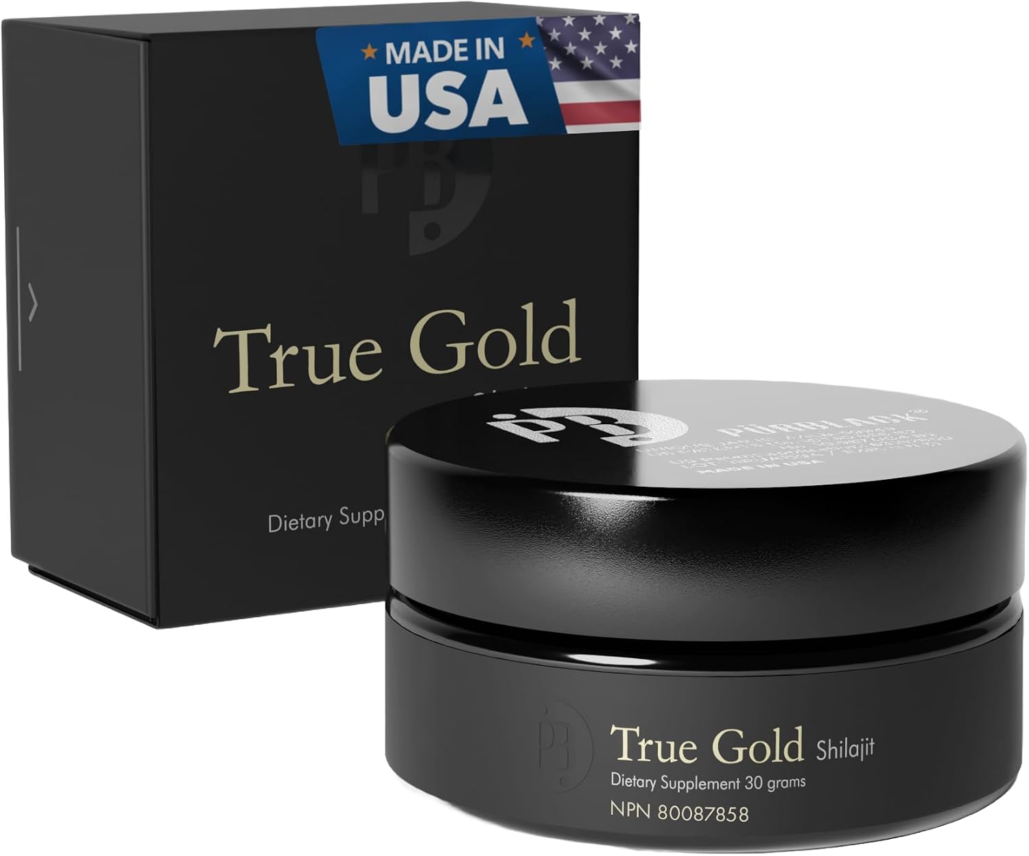 Purblack Pure Shilajit Resin, 85+ Trace Minerals, 60 Servings | Gold-Infused Himalayan Resin for Men&Women | Energy & Immunity Support, Made in USA