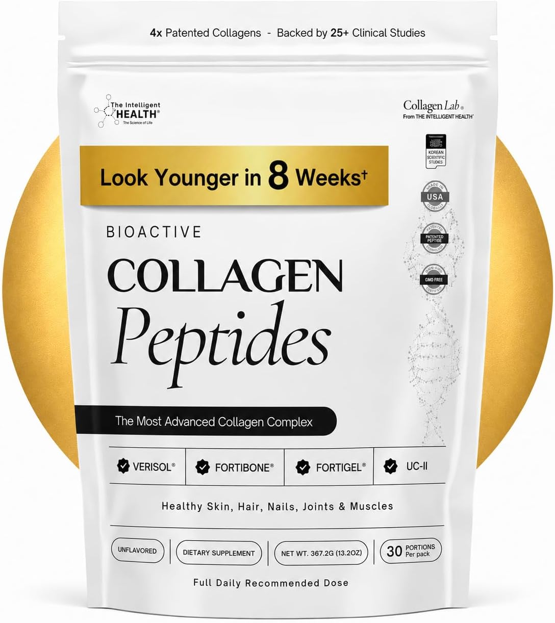 Collagen Peptides Powder, Hydrolyzed Collagen, Type I & III, 45 Servings | Grass Fed, Unflavored, Gluten Free, Keto/Paleo, Skin Support, Hair, Nail, Joints, 10g Servings, 15.9 Oz