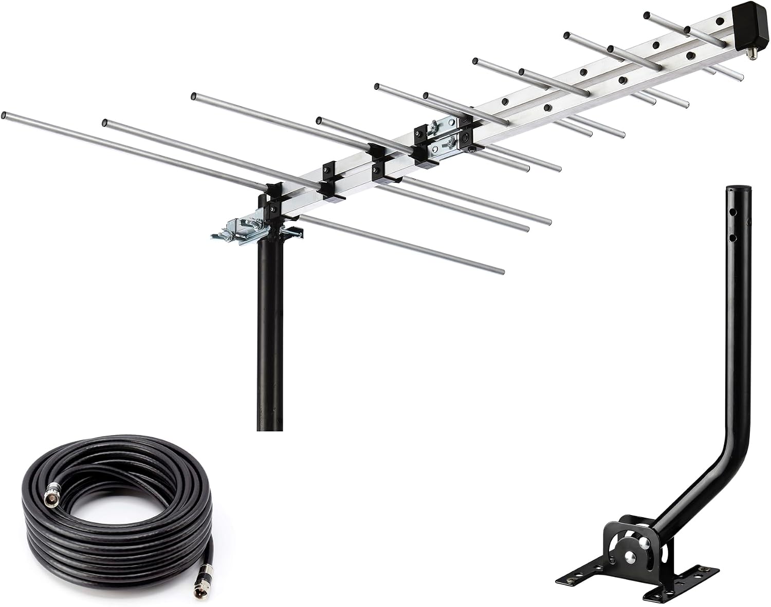 CEKAY Outdoor Yagi TV Antenna, 40 ft Cable & J-Pole, All-Metal