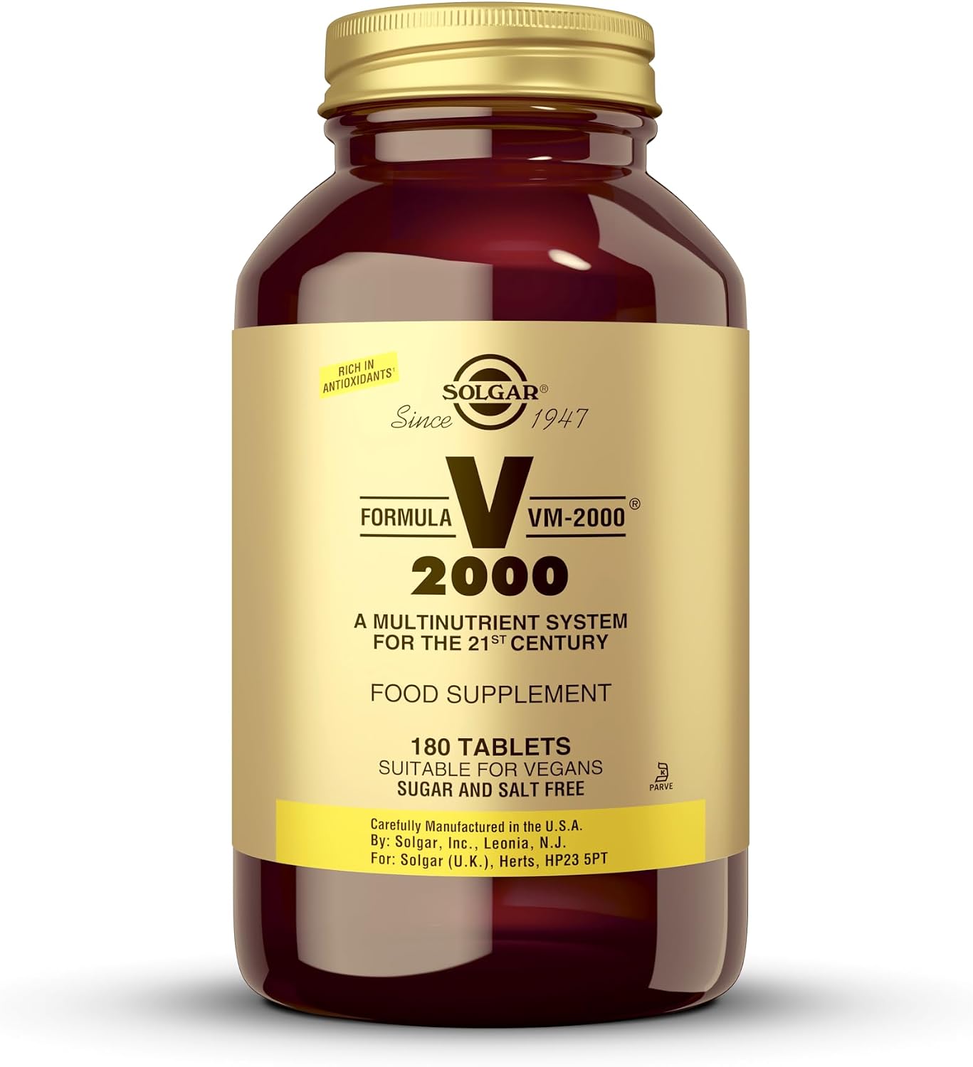Solgar Formula VM-2000 (Multinutrient System), 180 Tablets - Contains Zinc | Premium Quality Multiple - Supports A Healthy Immune System - Vegan