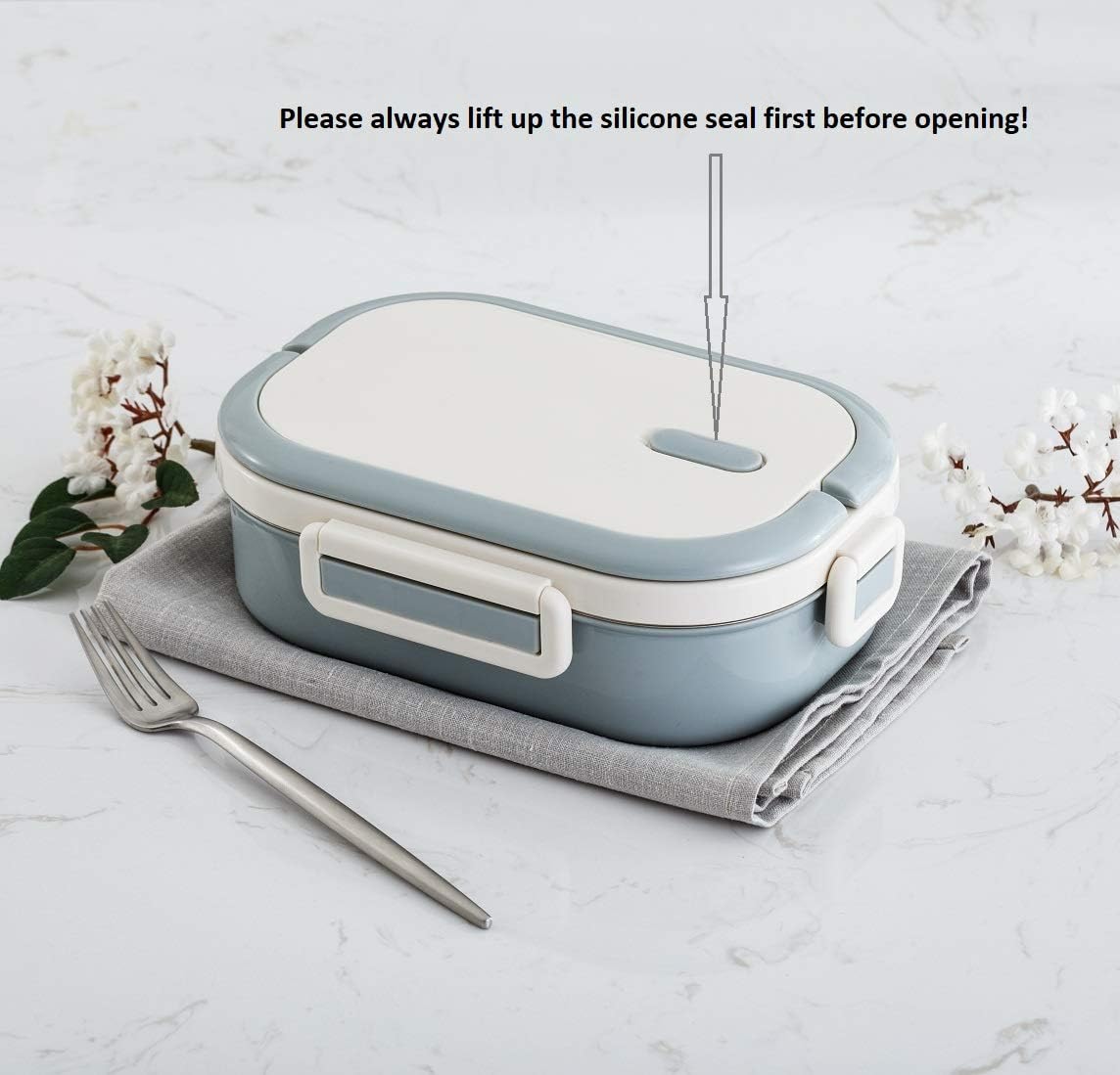 Lille Home Stainless Steel Lunch Box, 22oz Leakproof Bento Box for Adult