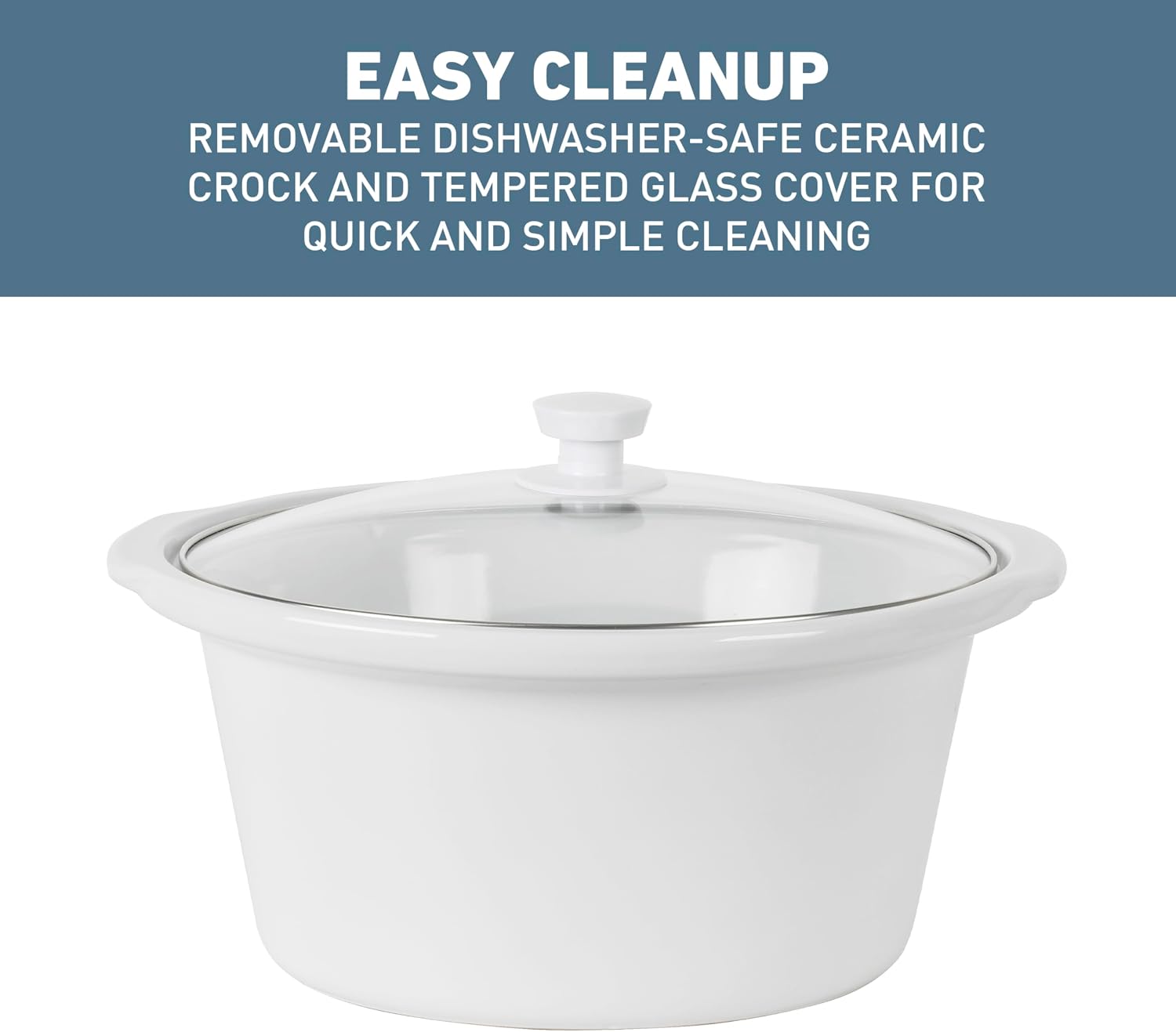 West Bend Slow Cooker 4-Quart Manual Crockery Style with Dishwasher Safe Oval Ceramic Crockpot and Glass Lid Two Temperature Settings Plus Keep Warm, 210-Watts, Black