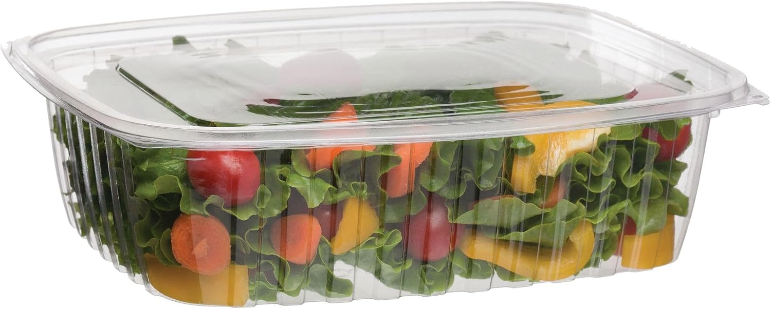 Eco-Products EPRC32 Renewable & Compostable Rectangular Deli Containers - 32oz., 50 Per Pack (Case of 4 Packs), clear