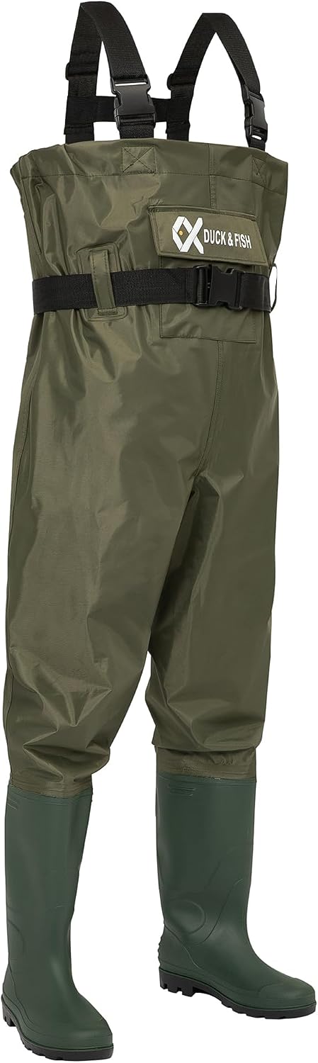 Duck and Fish PVC Chest Wader Boot Foot with Waist Belt