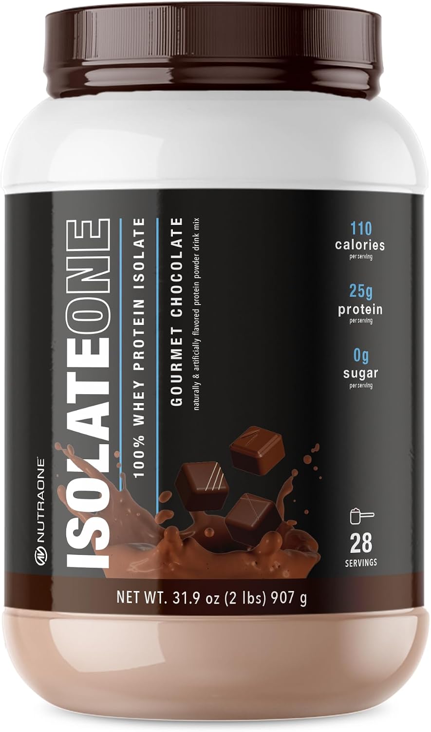 NutraOne IsolateOne Whey Isolate Protein Powder 100% Pure Whey Isolate Powder (Gourmet Chocolate - 2 lbs)