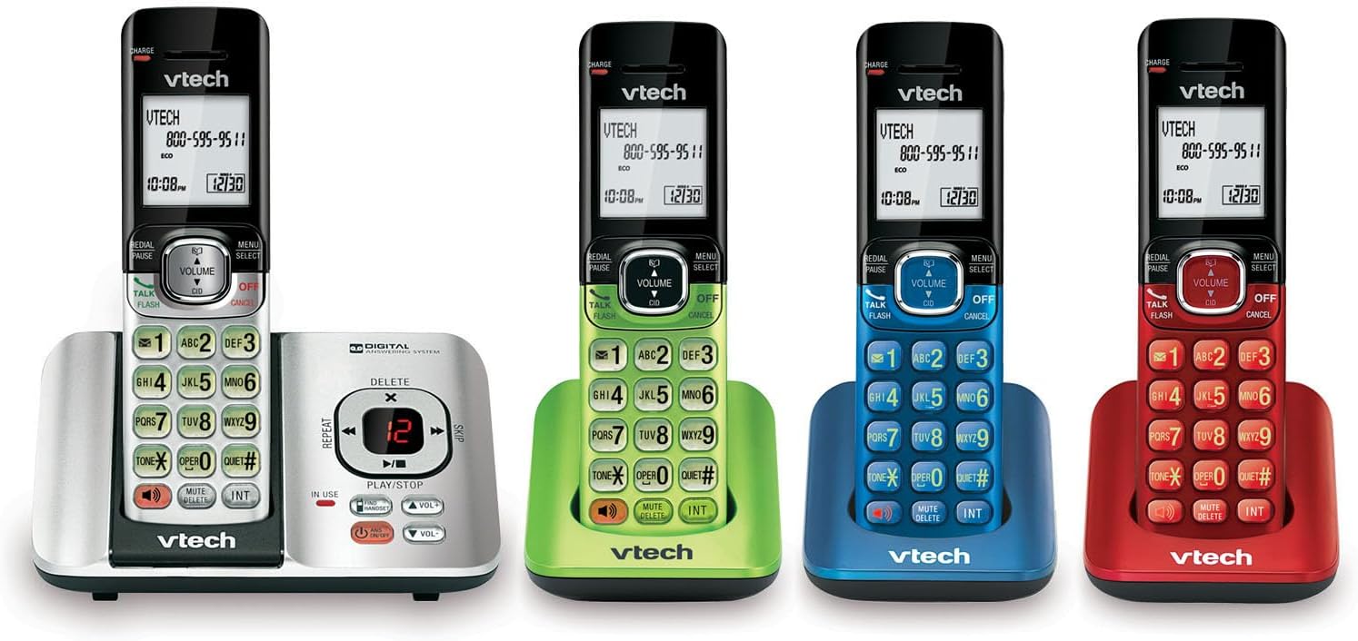 VTech CS6919-16 DECT 6.0 Cordless Phone, Red - Caller ID/Call Waiting (Stores 30 Calls), Backlit Keypad & Display, Full Duplex Handset Speakerphone, Wall Mountable