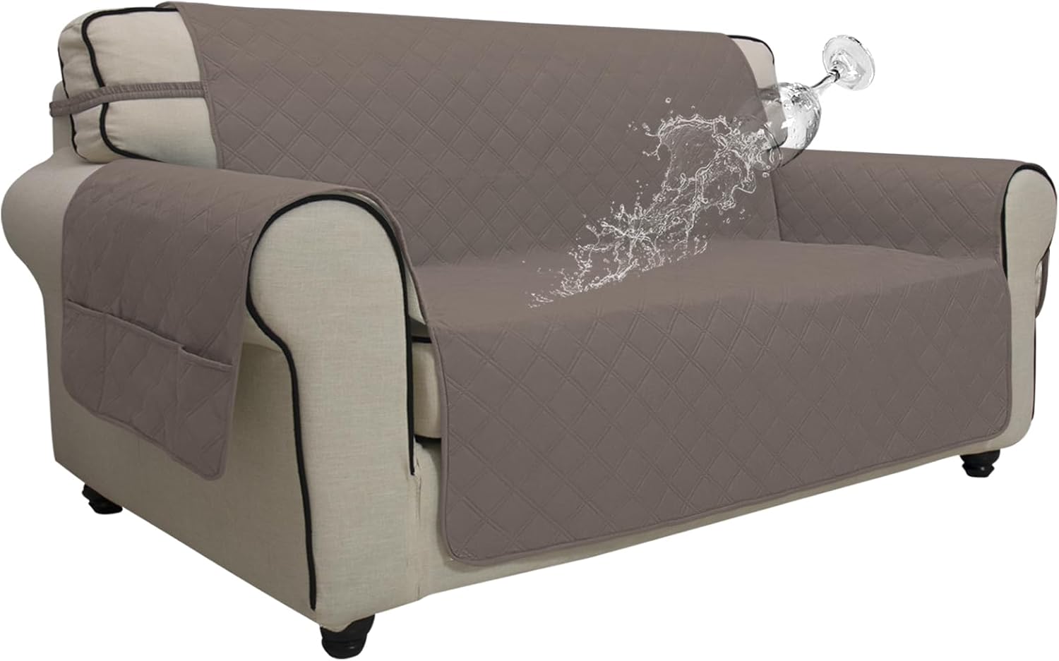 Easy-Going Waterproof Non-Slip Couch Cover, Small Recliner, Chocolate