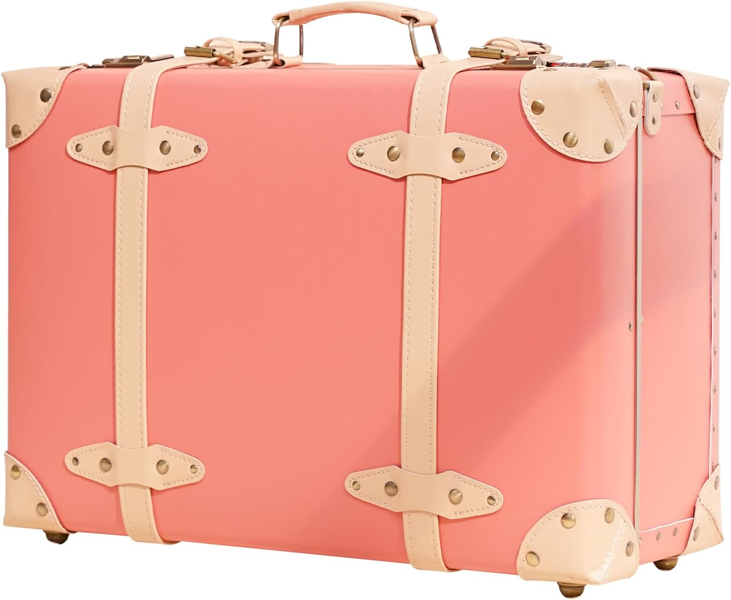 urecity Vintage and Cute Carry-on Overnight Case Non-wheeled Mini Leather Trunk Suitcase with Shoulder Strap