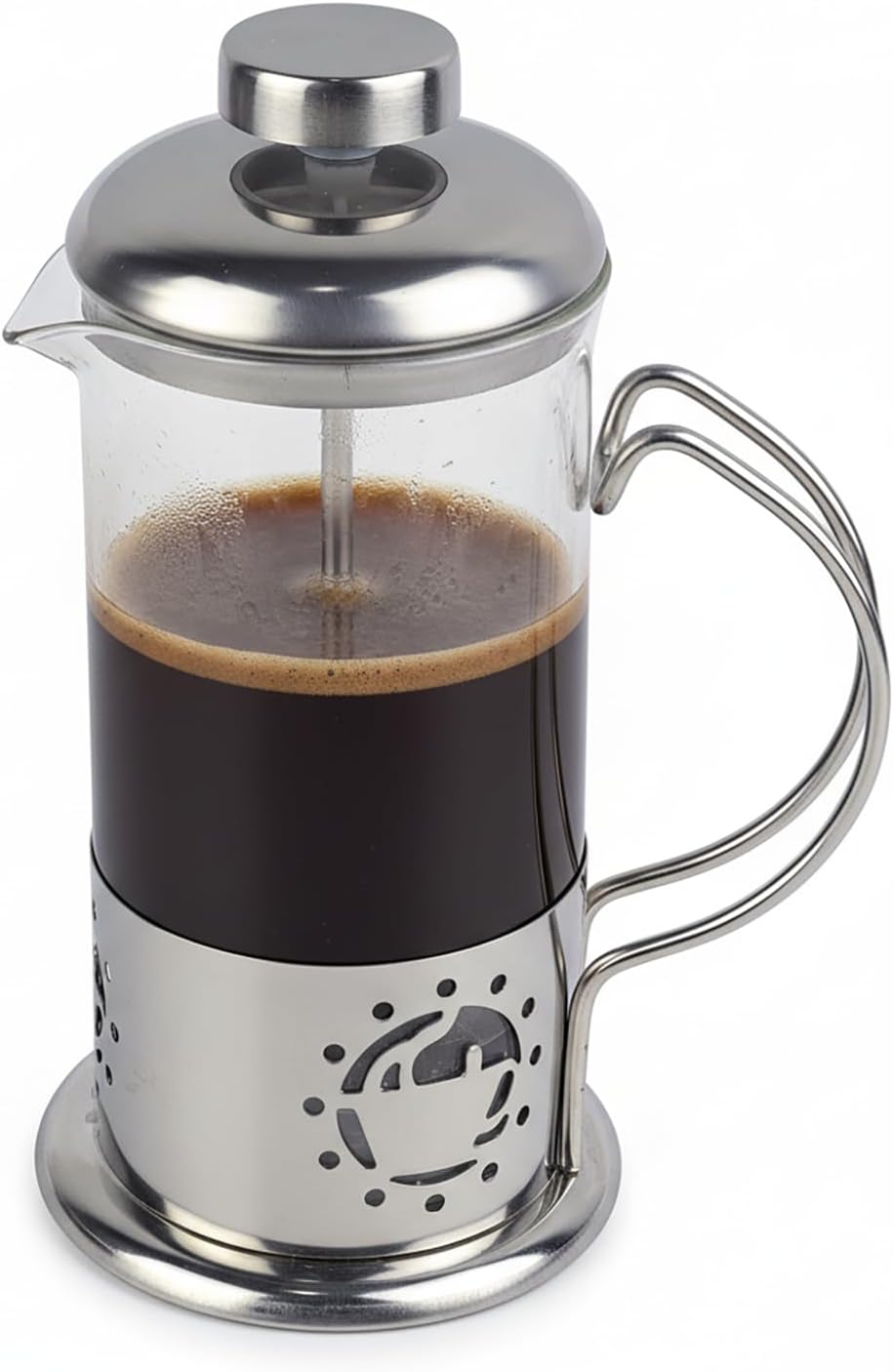 Single Serve French Press Coffee Maker - 12 oz Glass & Stainless Brewer