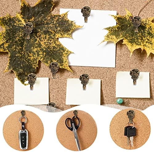 Rose Shape Push Pin Hangers Wall Hooks (12 - Pack, Antique Brass)