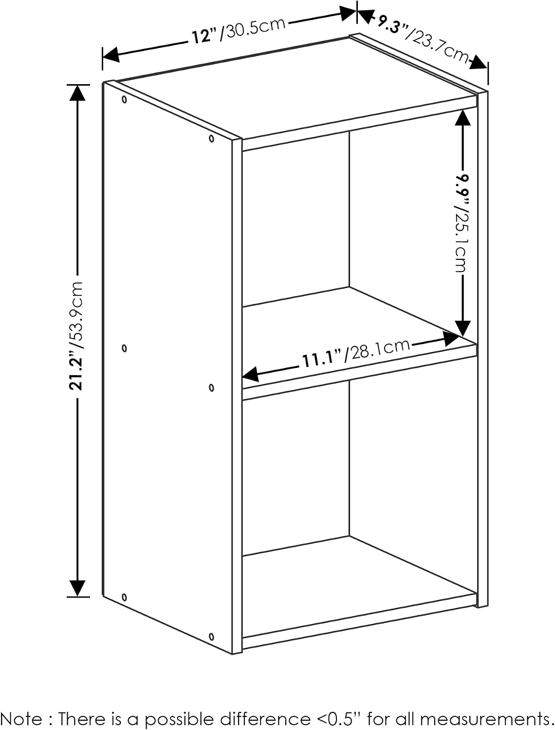 Furinno PASIR Book Shelf, 5-Tier Modern Bookshelf, Open Shelves Bookcase, 9 x 12 x 52, for Living Room, Bedroom, Home Office, Plain White