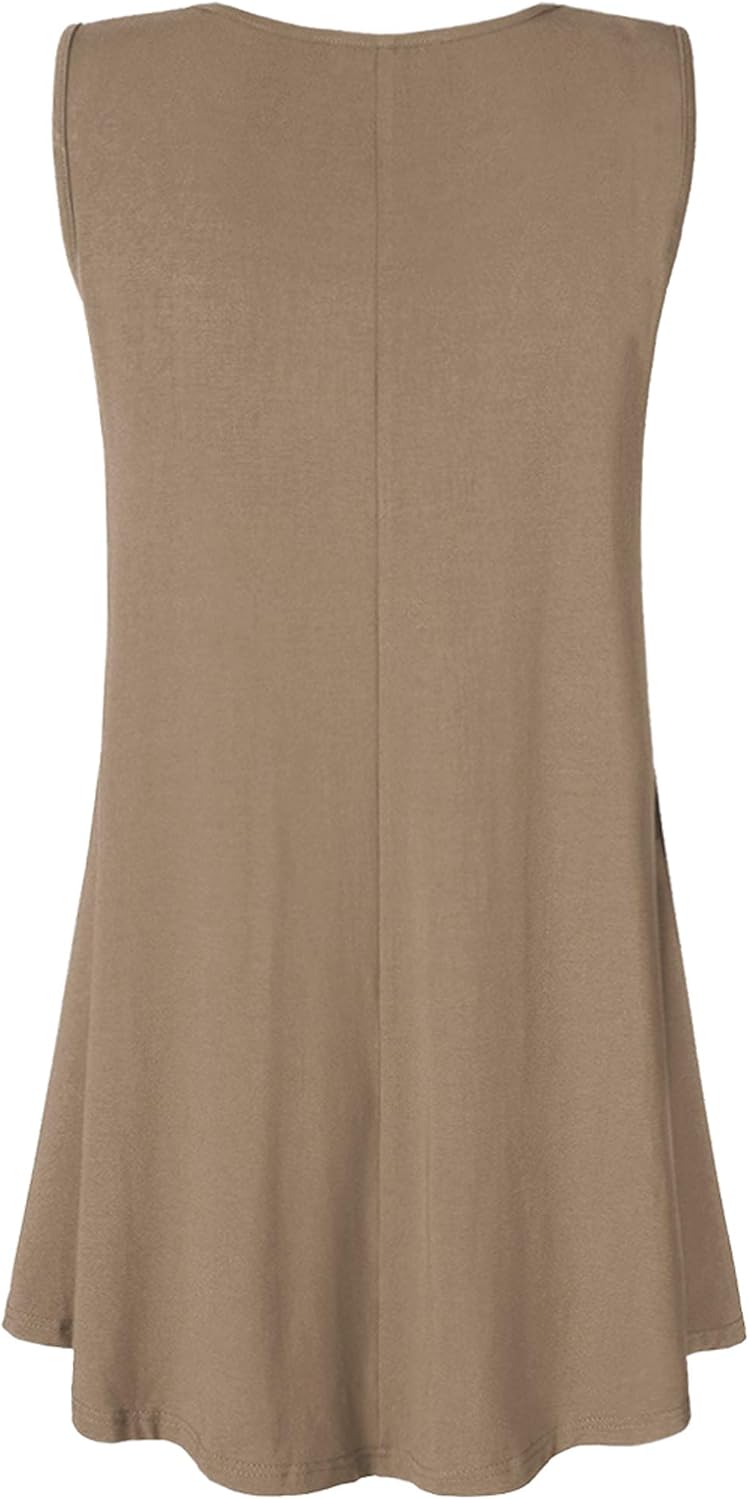 Lock and Love Women Solid Short Sleeve/Sleeveless Tunic for Leggings Swing Tunic Flare Tank Tops S-5XL Plus Size Made in USA