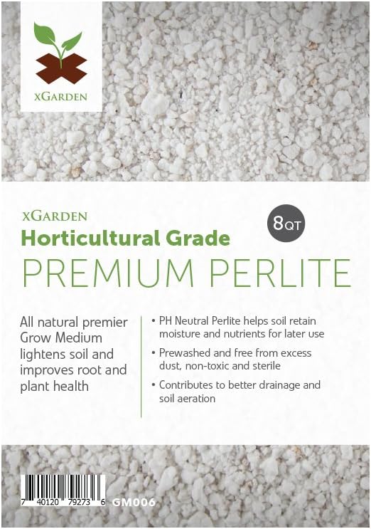 xGarden Horticultural Grade Perlite for Plants Indoor & Outdoor, Coarse & Chunky for House Plants, Gardening & Potting Mix, Organic Soil Amendment