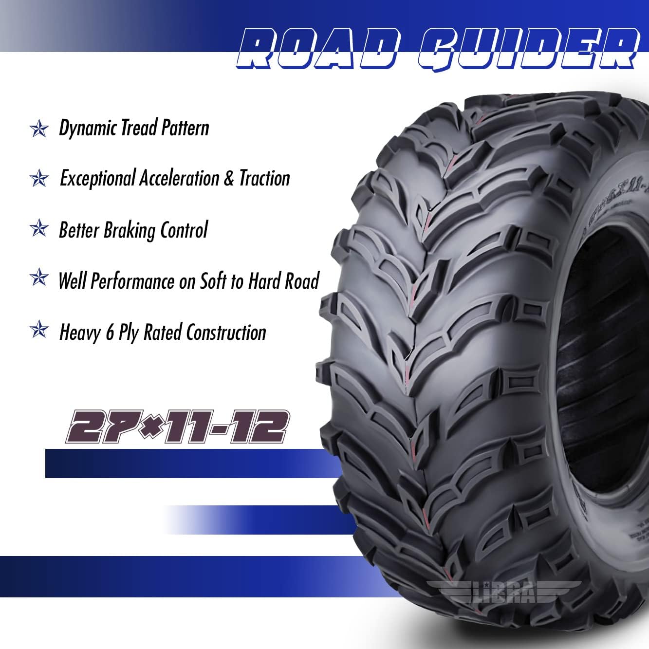 ROADGUIDER ATV Mud Tire 22x10-9 6PR for Honda Recon 250 Suzuki Ozark 250