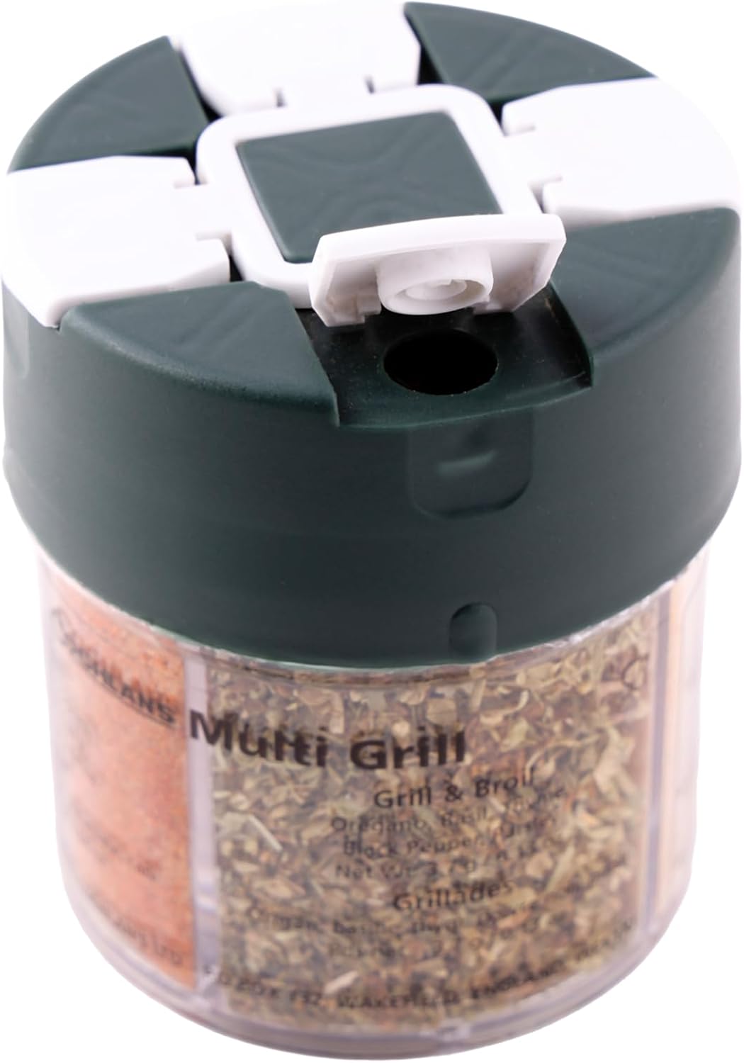 Coghlan's Multi-Grill Shaker – 4-in-1 Outdoor Spice Shaker with Flip-Top Lids for Chicken, Seafood, Steak, and Grilling Blends – Durable, Compact