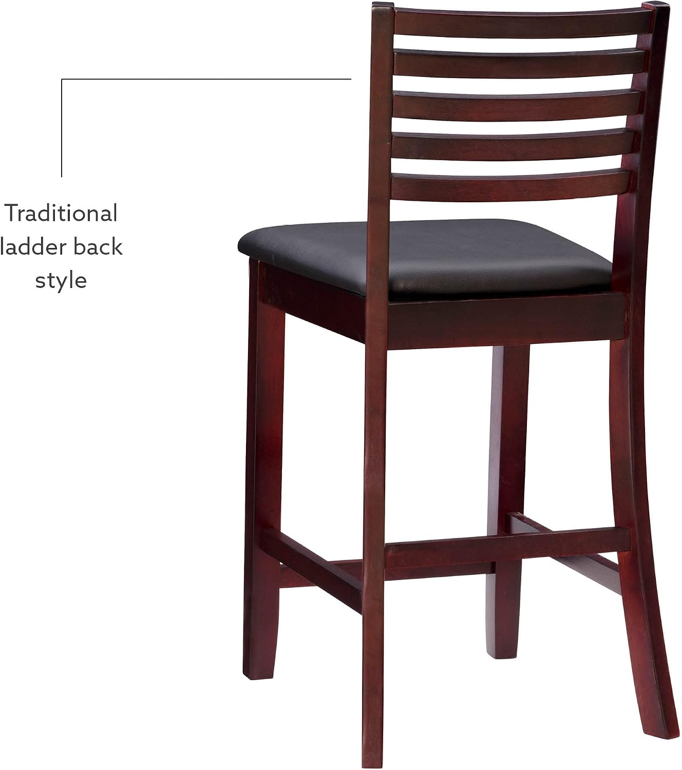 Linon Triena Collection Ladder Counter 24 Stool, 17"W x 20"D x 37"H, Espresso