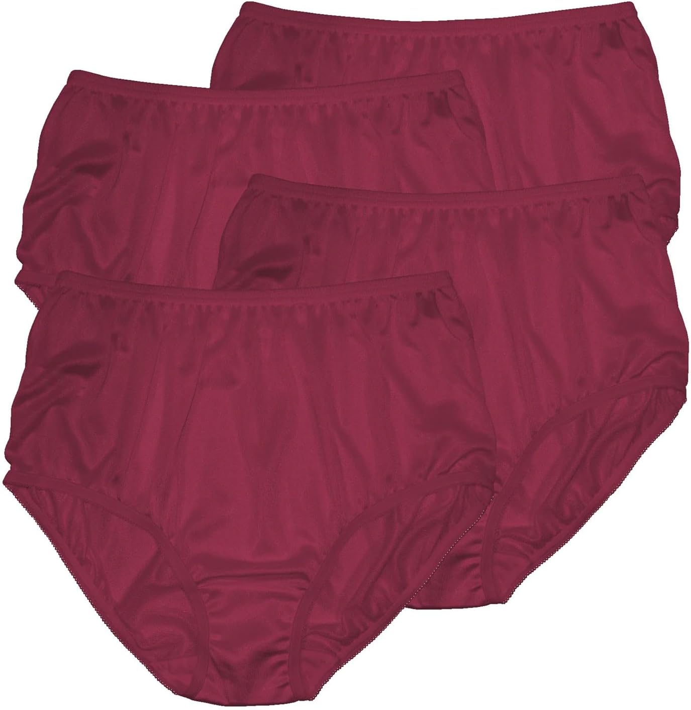 Teri Women's 331 Plain Jane Classic Nylon Silky-Smooth Lightweight Breathable Full Coverage Brief Panty - 4 Pack