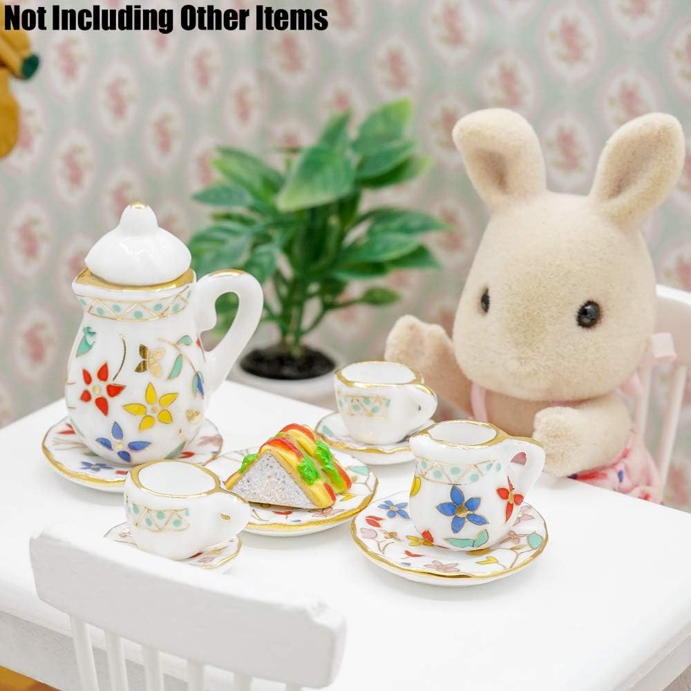 Odoria 1/12 Miniature Porcelain Tea Set 15Pcs Dollhouse Decoration Accessories, Grapes
