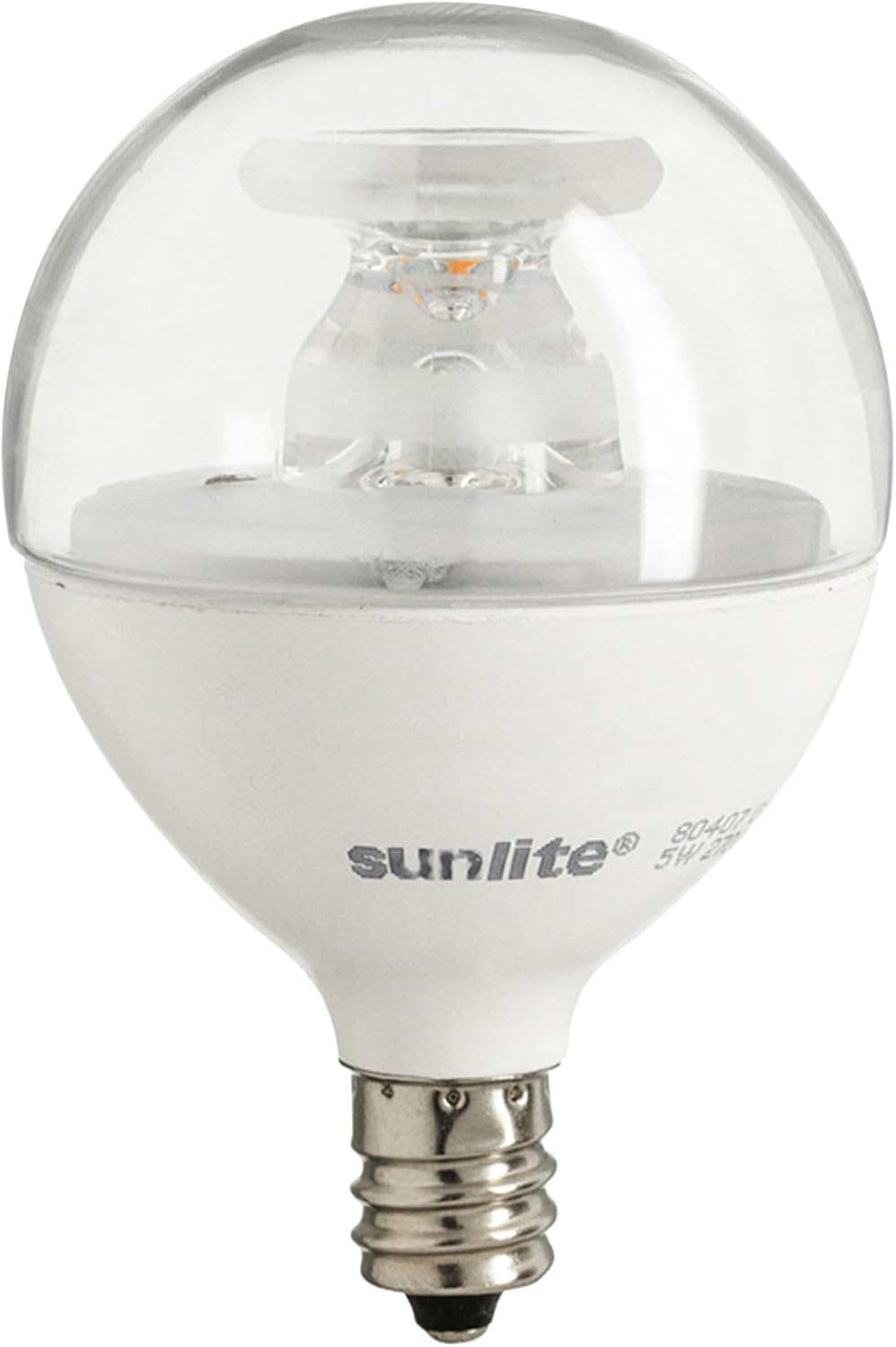 Sunlite G16.5 Light Bulb LED, 5W (40W Equiv.), 350 Lumens, Dimmable, Type G Globe Shape E12 Candelabra Base, Short Bulbs, Vanity Mirror Bulbs, 2700K Soft White, Frosted, 6 Count