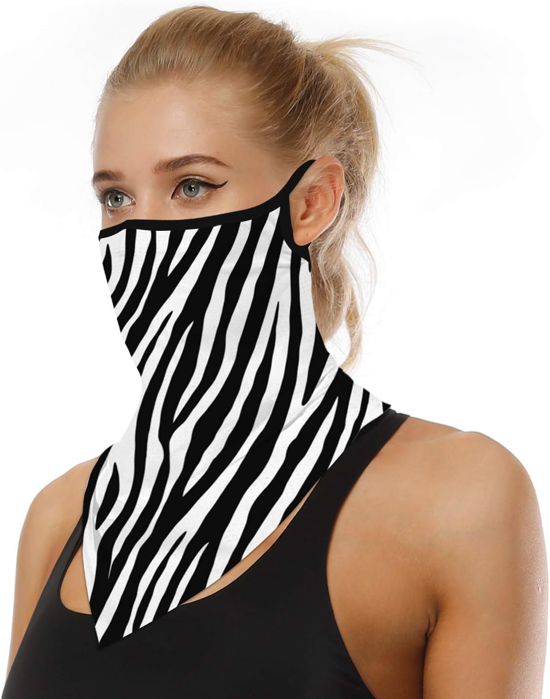 YAYOUREL Neck Gaiter Face Mask Bandanas for Men Women UV Face Scarf Cover Ear Loop Hole Facemask for Fishing Running Cycling