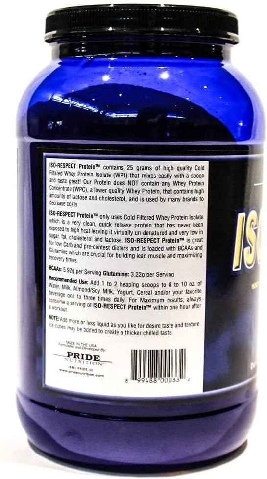 #1 Whey Protein Isolate Shake- Iso-Respect Protein Vanilla 60 Servings– Best Whey Protein Powder for Women & Men – No Lactose - Mixes with a Spoon