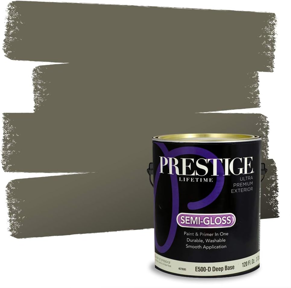 PRESTIGE Paints Exterior Paint and Primer In One, 1-Gallon, Satin, Comparable Match of Sherwin Williams* Ripe Olive*