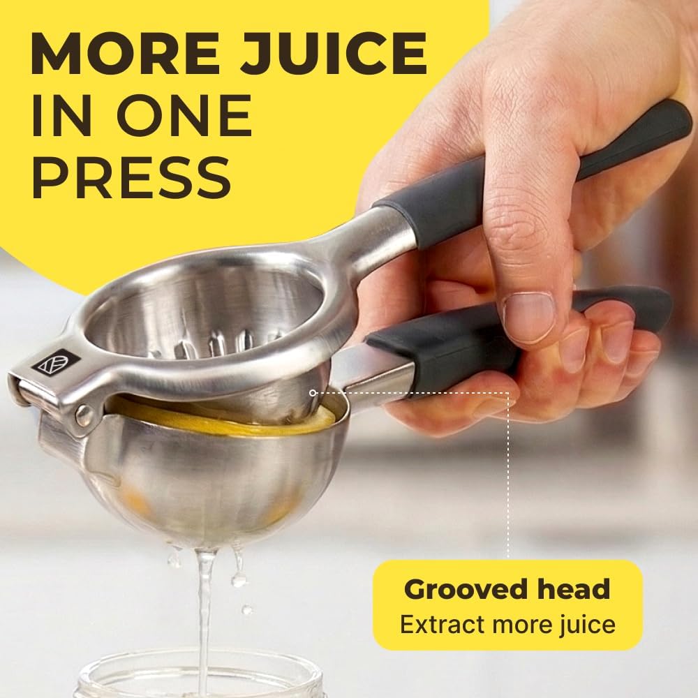 Large Lemon Squeezer Stainless Steel Press - Non-Slip Grip, Heavy Duty, Manual Design - Effortless Pro-Grade Lemon, Lime, Orange