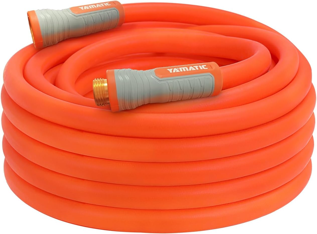 YAMATIC Flexible Garden Hose 5/8" x 50ft, 360° Swivel Handle, Burst 600 PSI