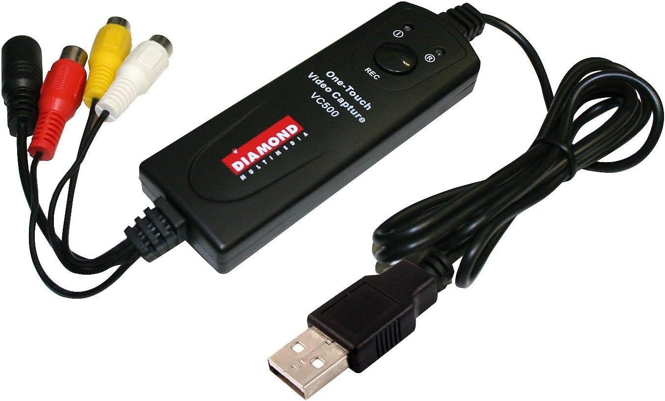 Diamond Multimedia VC500 One Touch VHS to Digital Converter – Capture & Convert VHS to Digital Files or DVD, Easy-to-Use Software, Windows 11,10 & Mac Compatible