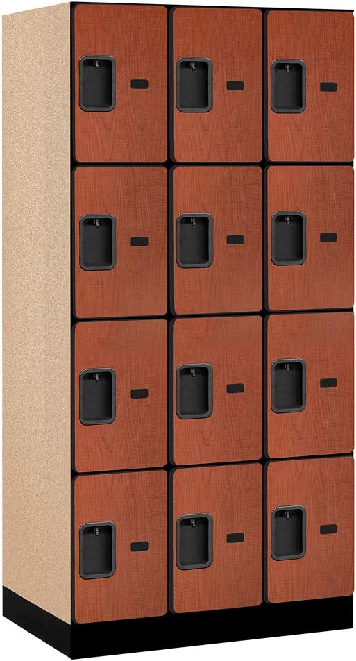 Salsbury Industries Four Tier Designer Wood Locker, Mahogany, 6' 3" x 18"