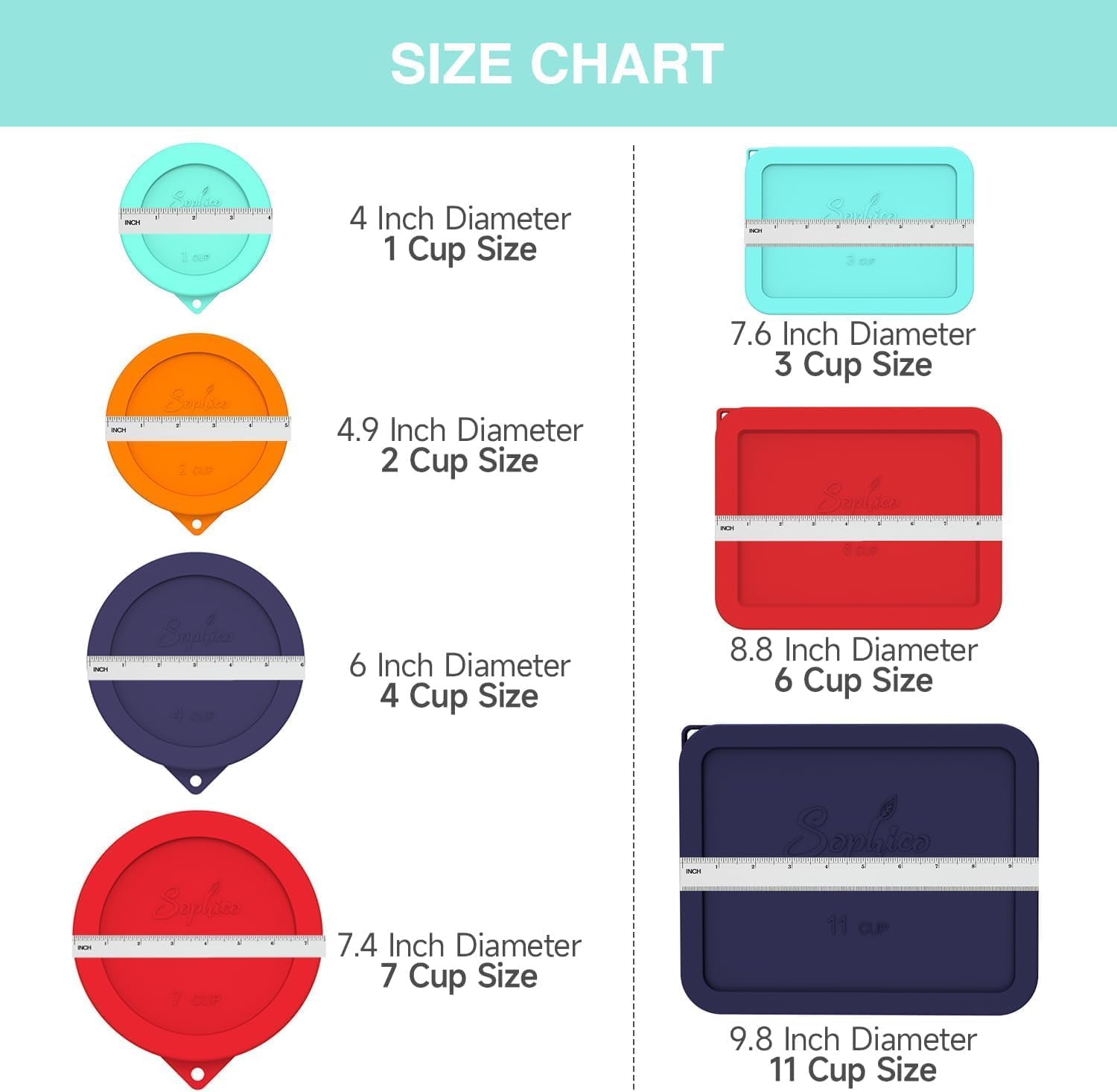 SOPHICO 1 Cup Round Silicone Replacement for Pyrex & Anchor Hocking 7202-PC
