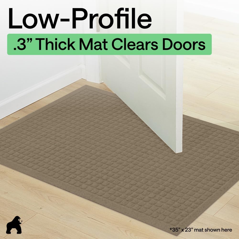 GORILLA GRIP® HydroABSORB Door Mat for Indoor Outdoor Use, 29x17 Black