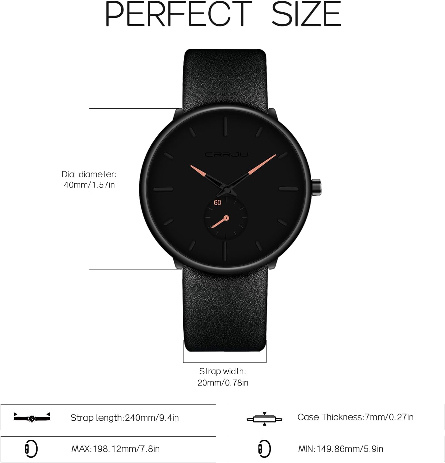 Mens Watches Ultra-Thin Minimalist Waterproof-Fashion Wrist Watch for Men Unisex Dress with Leather Band