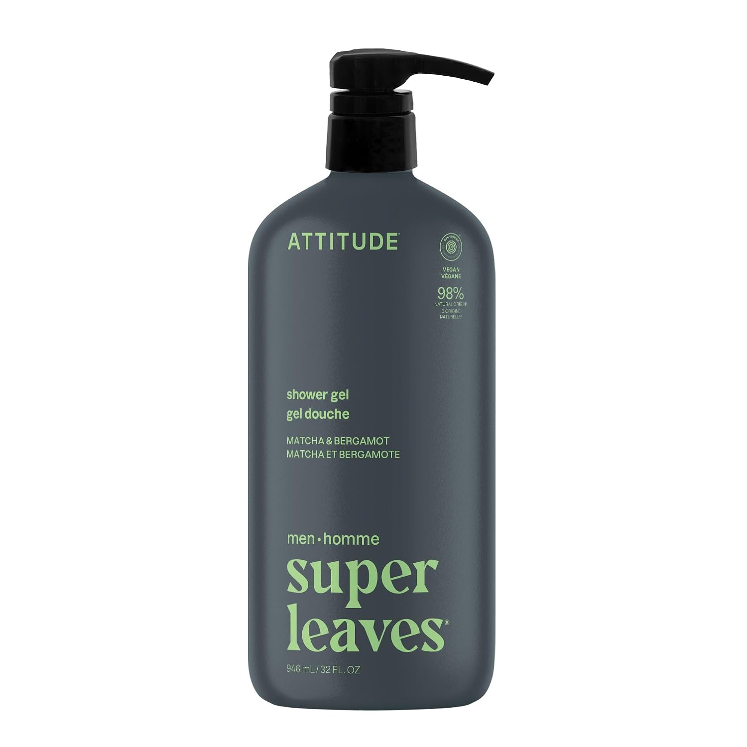 ATTITUDE Body Wash, EWG Verified Shower Gel, Dermatologically Tested, Plant and Mineral-Based, Vegan Personal Care Products, Earl Grey & Fresh Cucumber, 16 Fl Oz