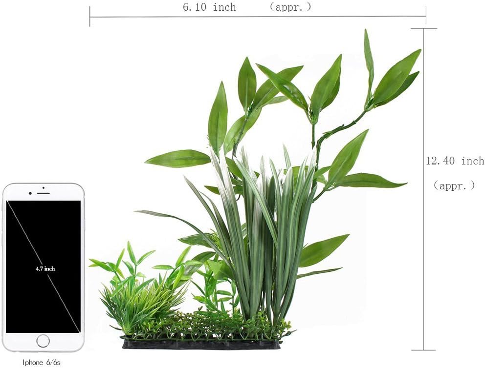 CNZ Aquarium Decor Fish Tank Decoration Ornament Artificial Plastic Plant Green 13" Tall | Fish Tank Decoration, Ornament