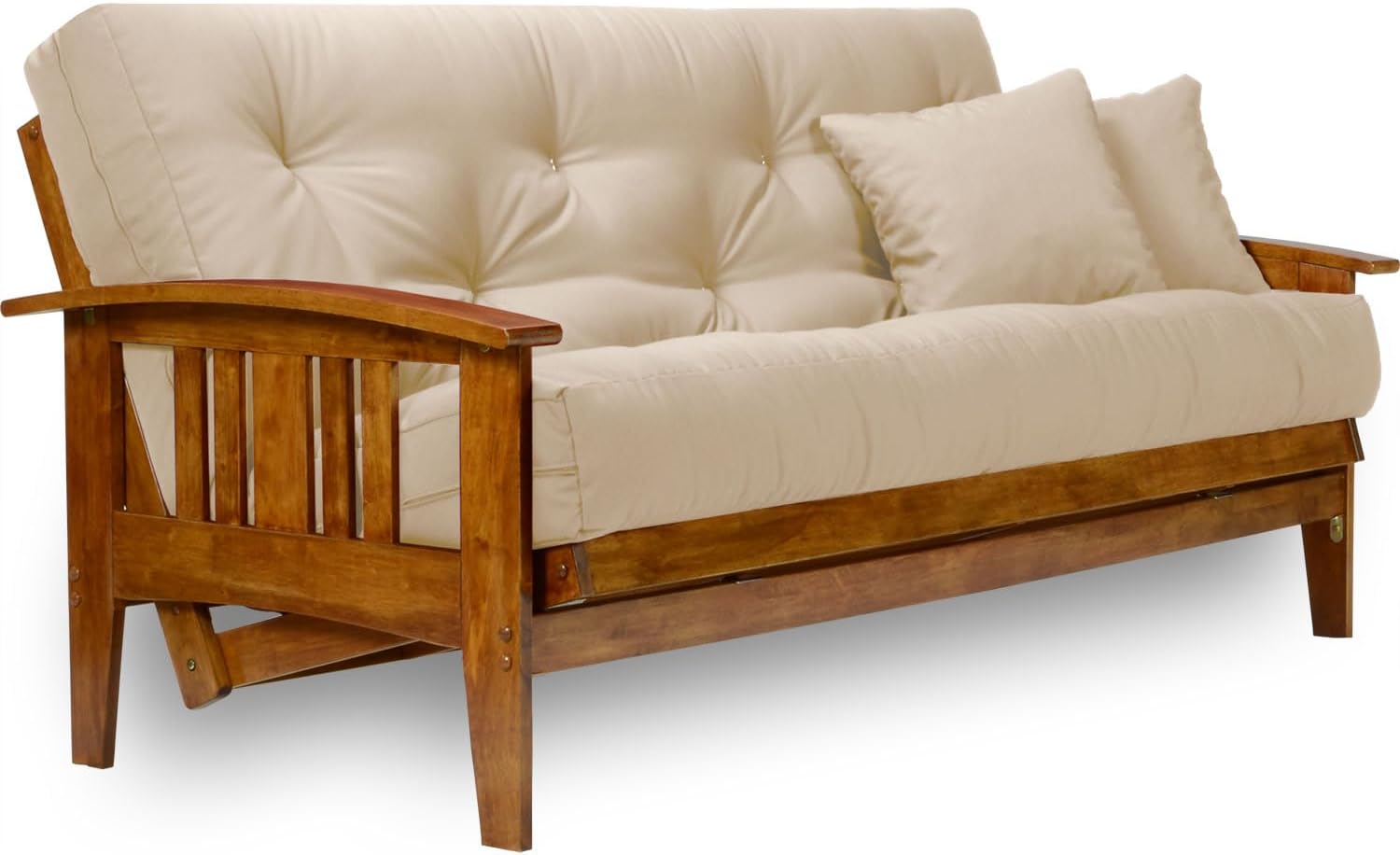Westfield Futon Set - Queen Size, Frame, 8" Mattress, Twill Ivory Cover