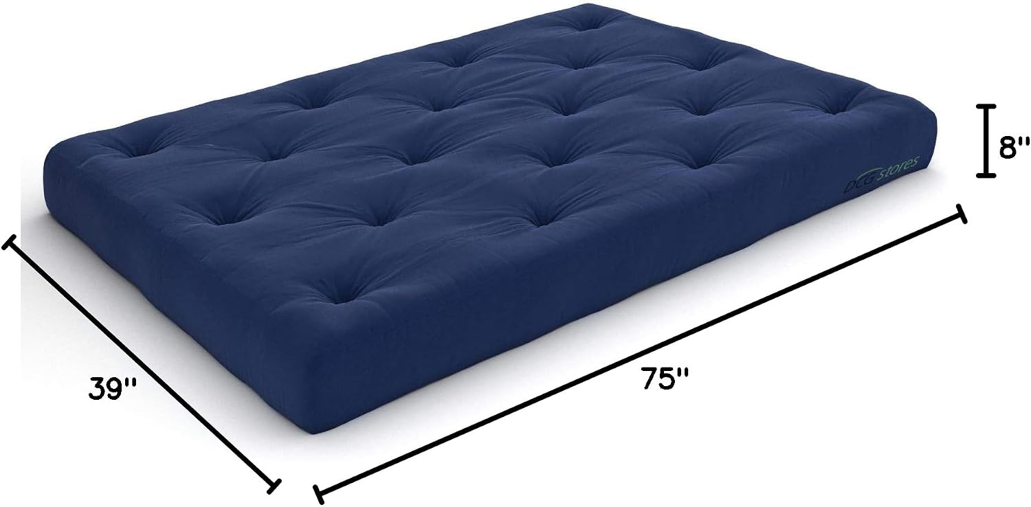 Nirvana Futons Plush, Comfortable 8-Inch Full Futon Mattress, Microfiber Fudge - Made in USA