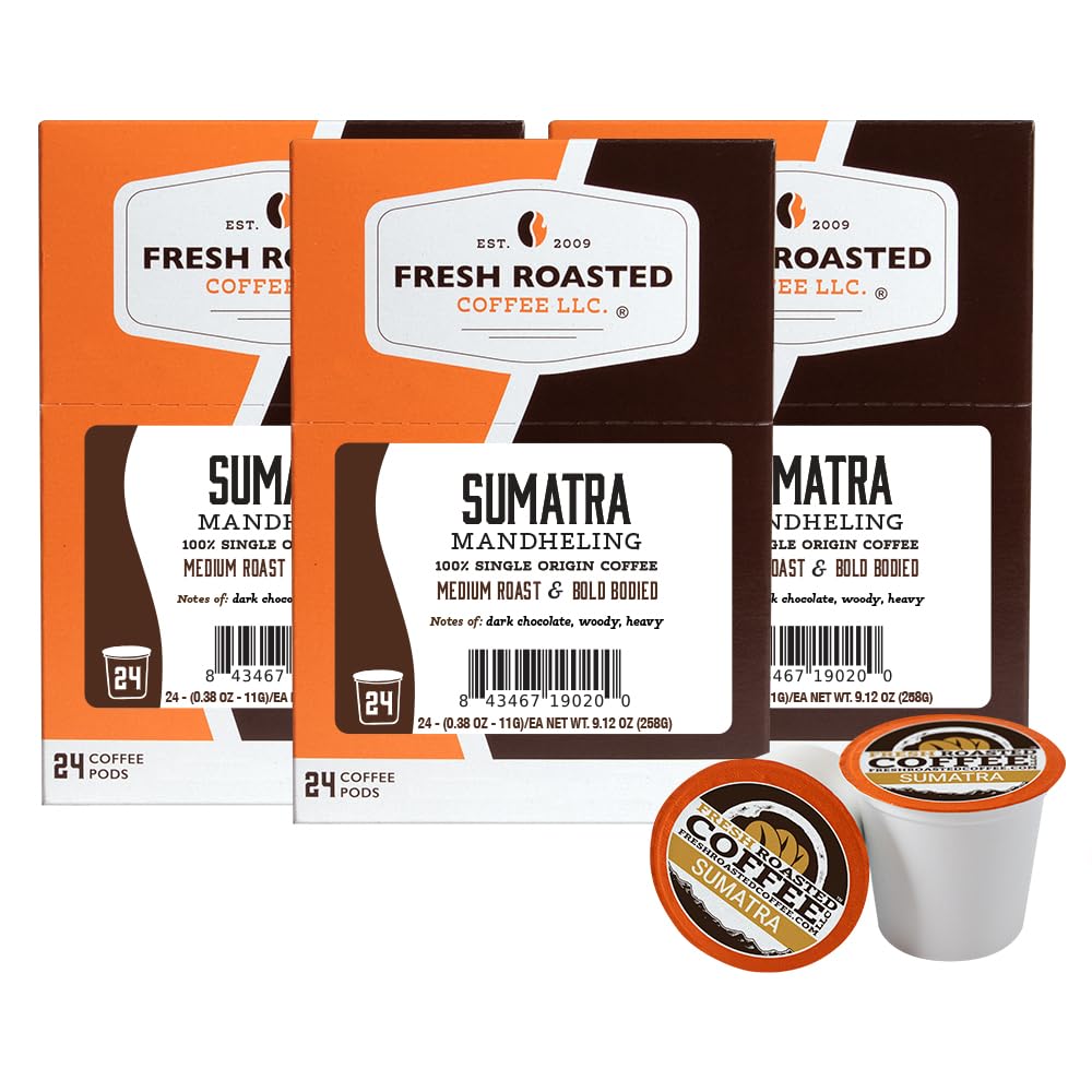 Fresh Roasted Coffee, Organic Colombian K-Cup Pods for Keurig Brewers, Medium Roast, USDA Organic, Kosher, 24 Count (Pack of 3)