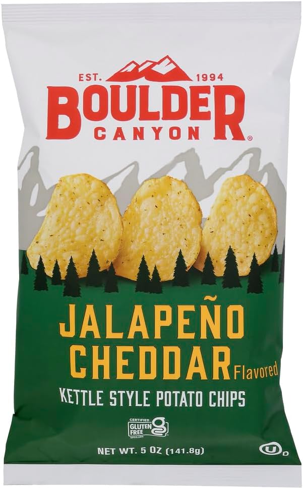 Boulder Potato Chips, Jalapeno Cheddar, 5-Ounce Bags (Pack of 12)
