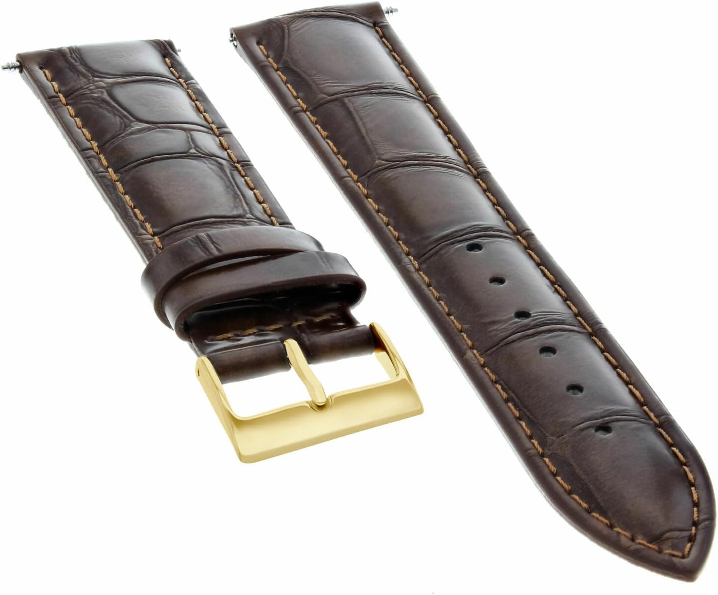 Ewatchparts 19mm Dark Brown Leather Watch Band Replacement Watch Strap Gold Buckle Compatible With Invicta Russian Diver