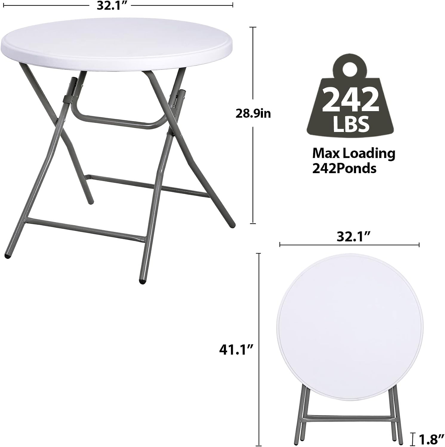 SUPER DEAL 6FT Folding Table for Indoor Outdoor, Portable Heavy Duty Fold-in-Half Plastic Dining Picnic Party Camping Table with Carrying Handle