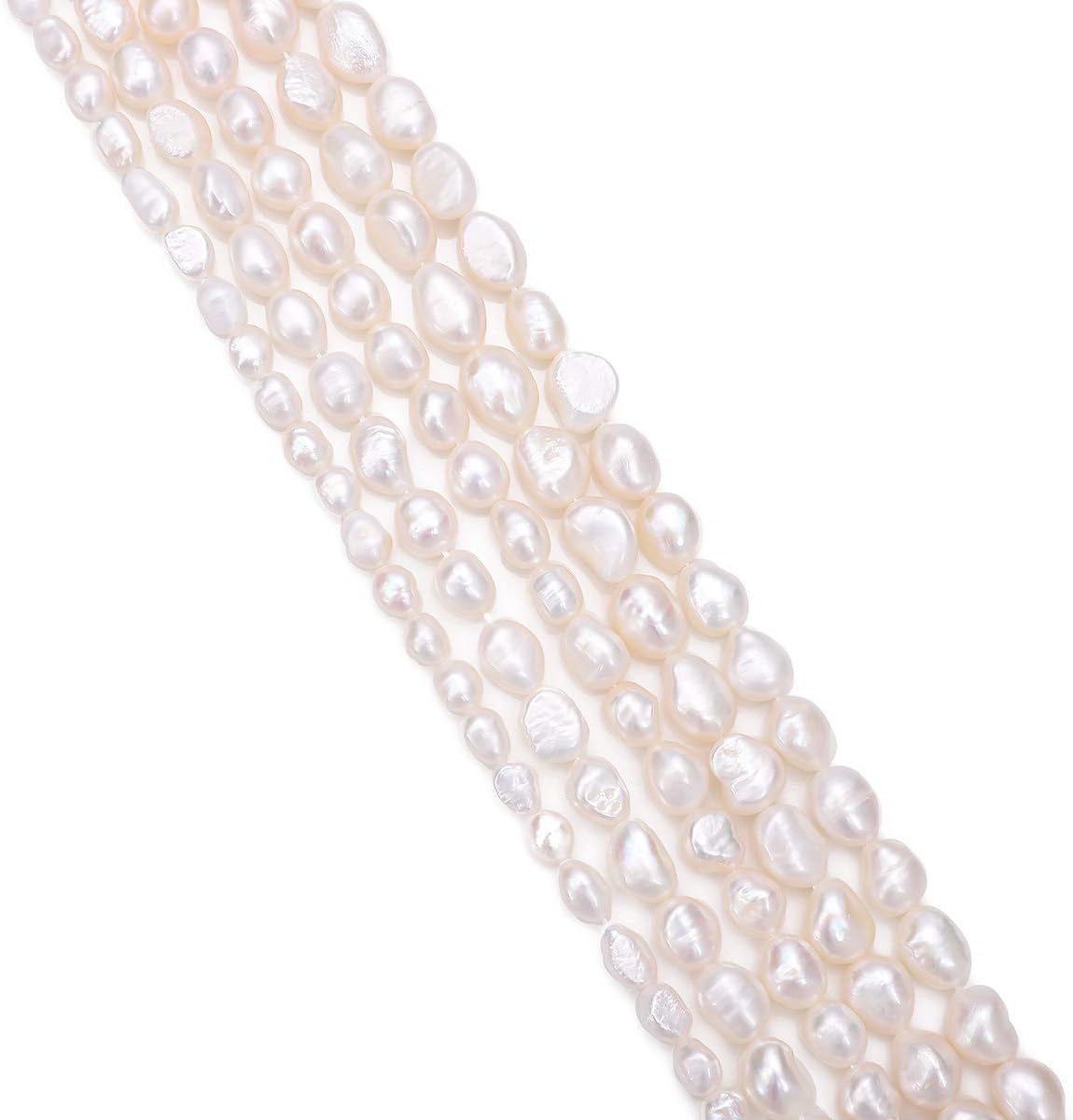 BEADIA Natural Pearl Beads Side Hole 7-8mm Purple Freshwater Cultured Loose Gemstone Beads for DIY Jewelry Making 13.8''/Strand