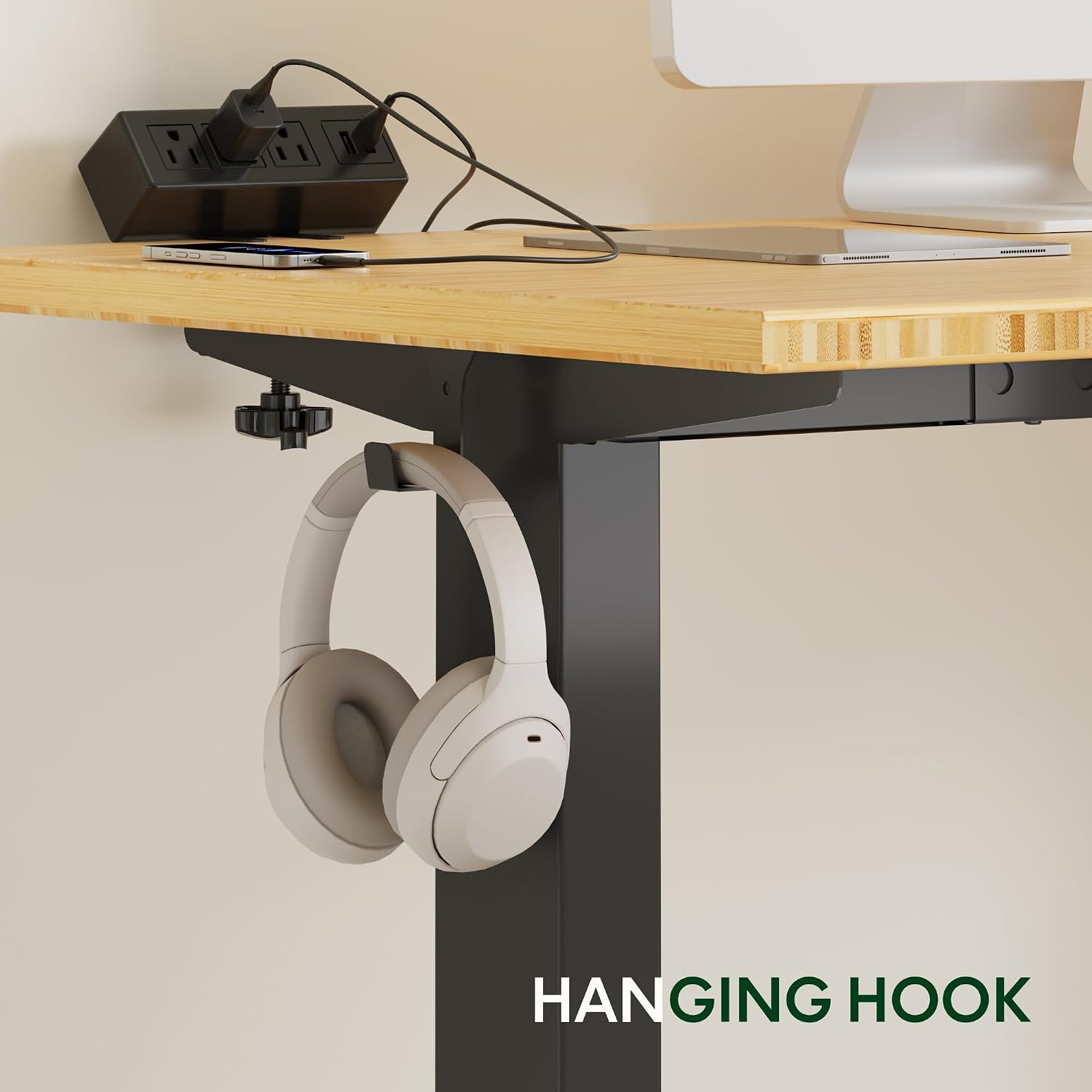 FLEXISPOT EN2 48"x24" Standing Desk with Power Strip Bundle, Black